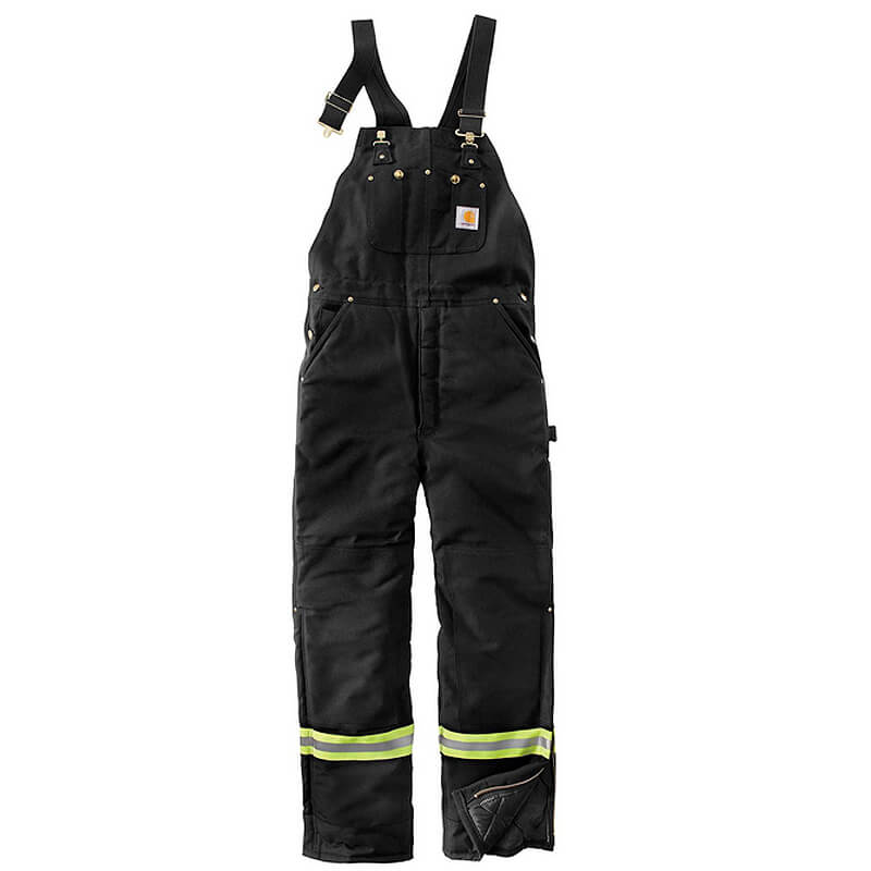 101696 - Carhartt High-Visibility Striped Duck Bib Overall - Arctic Quilt Lined
