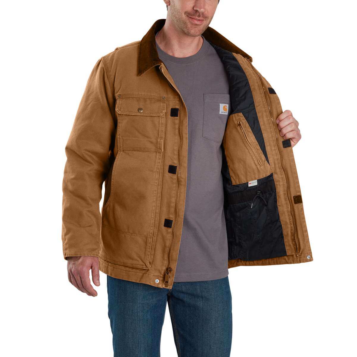 103283 - Carhartt Men's Full Swing Relaxed Fit Washed Duck Traditional Coat