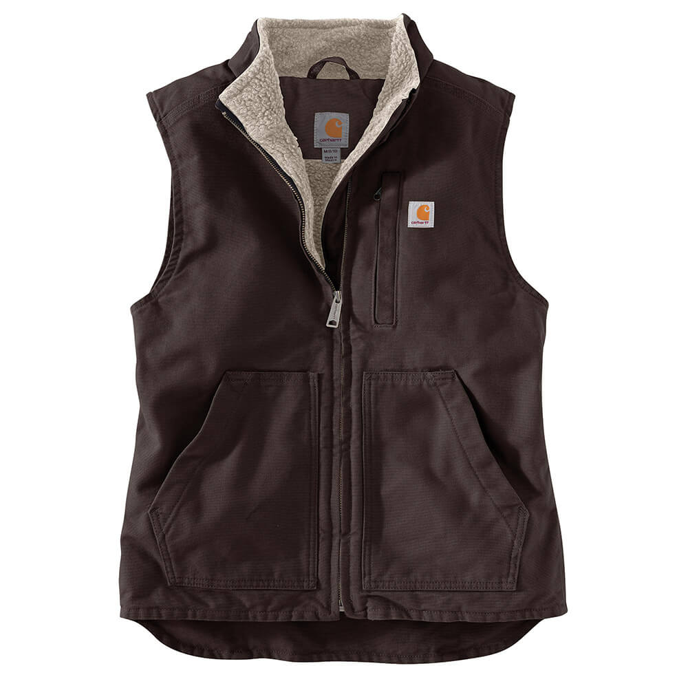 104224 - Carhartt Women's Relaxed Fit Washed Duck Sherpa-Lined Mock Neck Vest