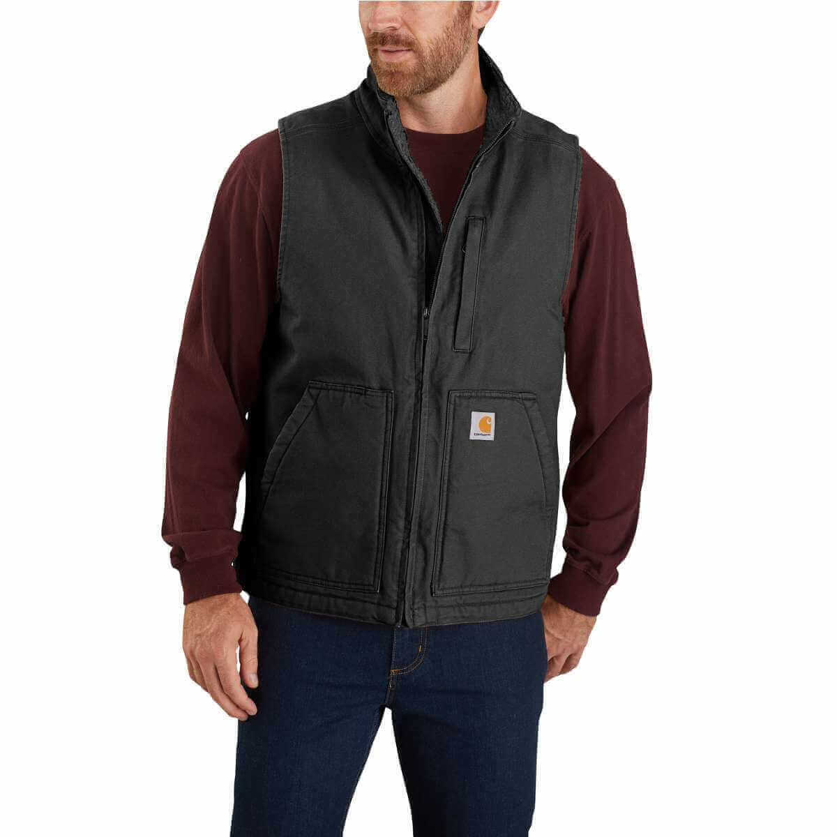 Carhartt Men's Sherpa-Lined Mockneck Vest BLK Black
