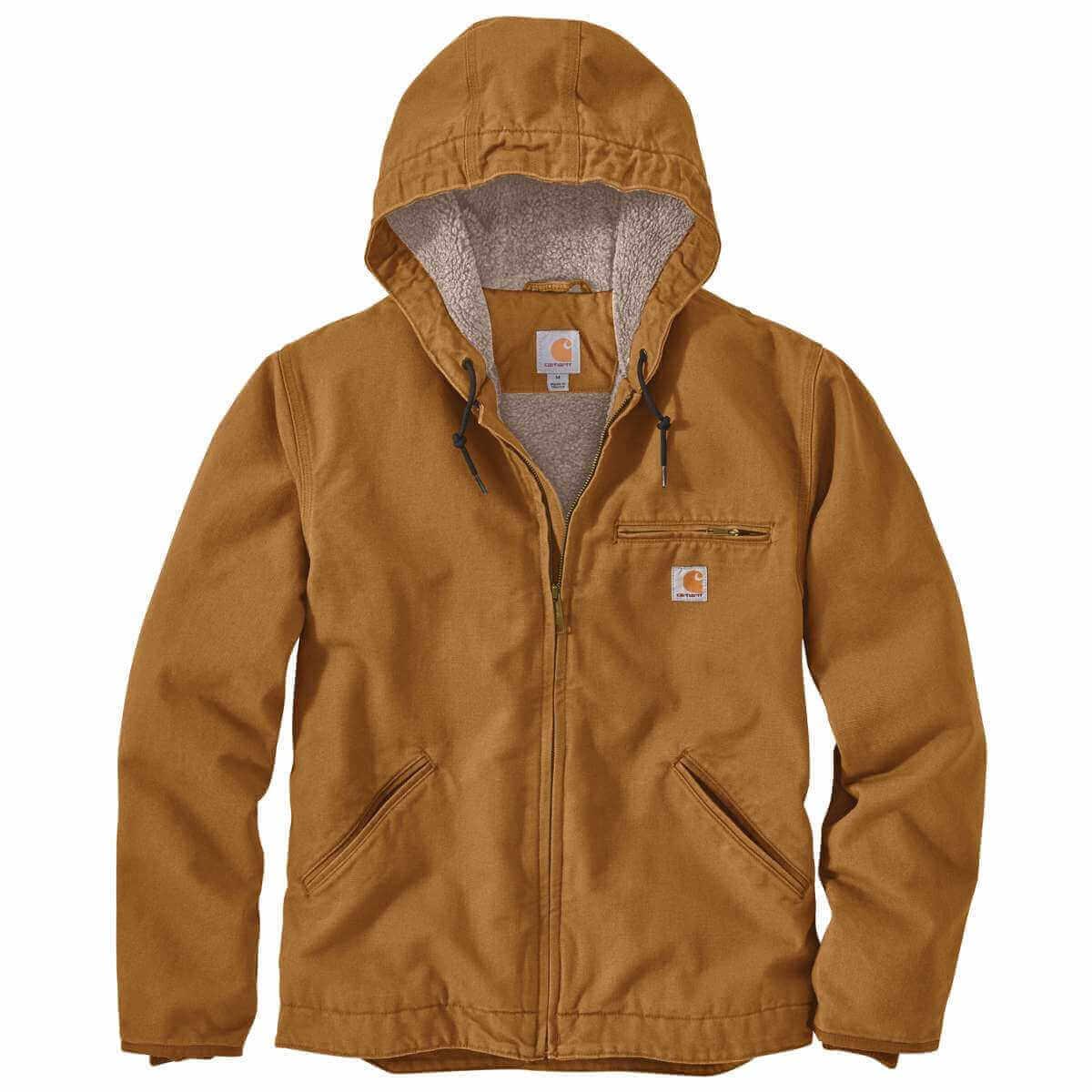 Carhartt Men's Washed Duck Sherpa Lined Jacket BRN Carhartt Brown