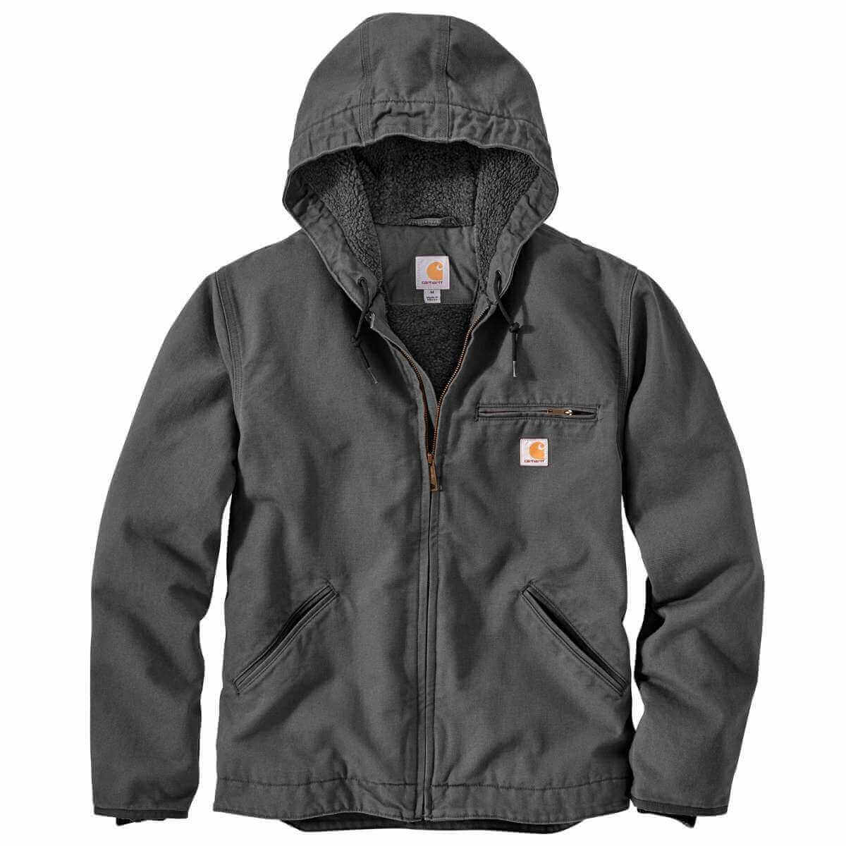Carhartt Men's Washed Duck Sherpa Lined Jacket GVL Gravel