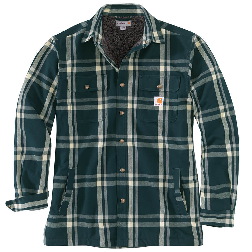 104452 - Carhartt Men's Relaxed Fit Flannel Sherpa Lined Plaid Shirt Jac