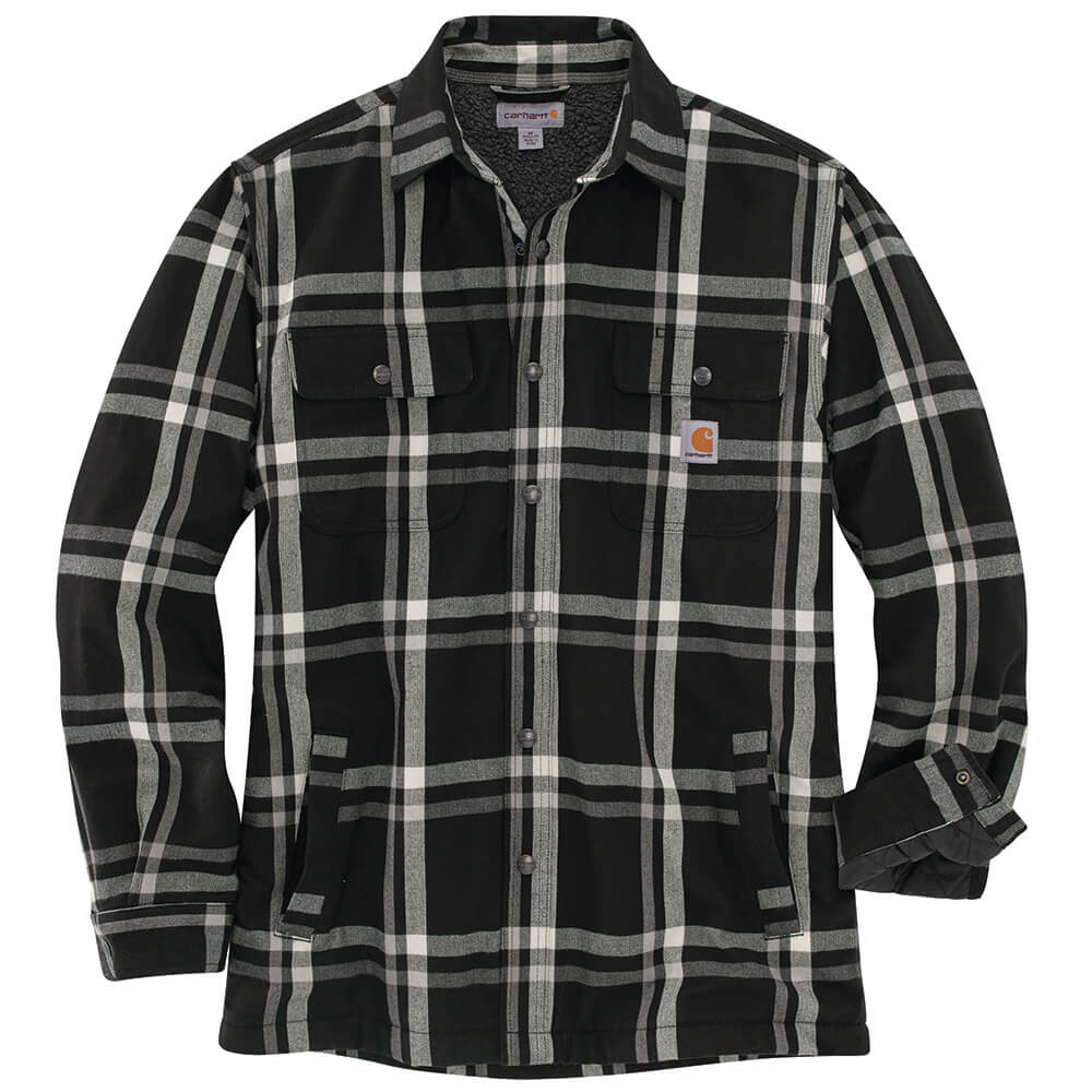 104452 - Carhartt Men's Relaxed Fit Flannel Sherpa Lined Plaid Shirt Jac