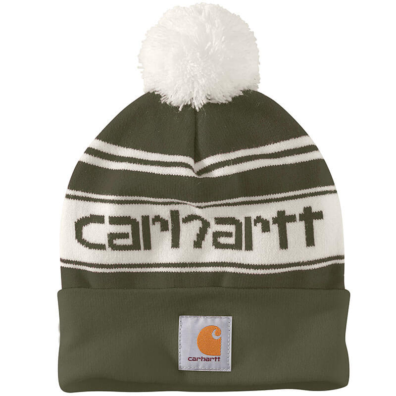105168 - Carhartt Knit Pom Pom Cuffed Logo Beanie