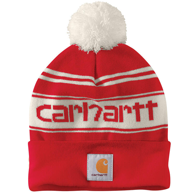 105168 - Carhartt Knit Pom Pom Cuffed Logo Beanie
