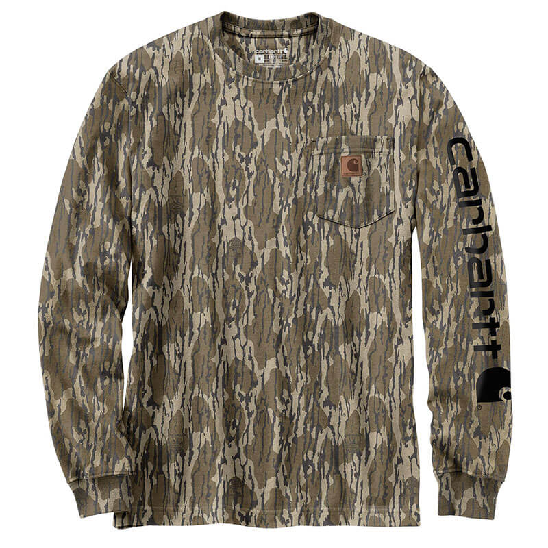 105483 - Carhartt Men's Loose Fit Heavyweight Long Sleeve Pocket Camo Logo Graphic T Shirt
