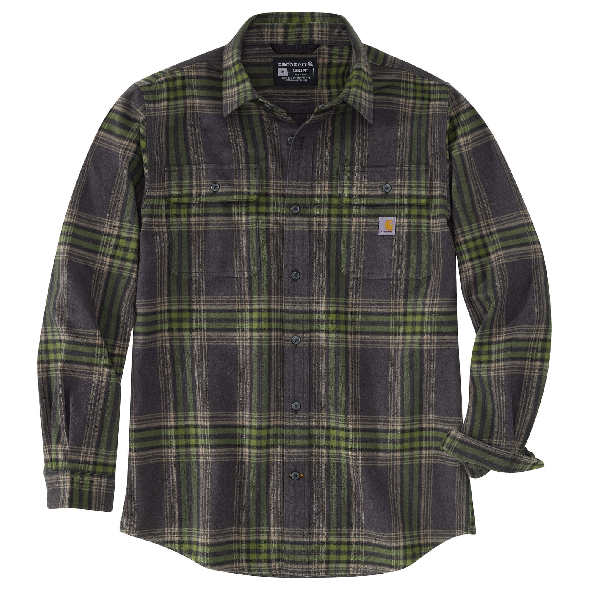 105947 - Loose Fit Heavyweight Flannel Long-Sleeve Plaid Shirt