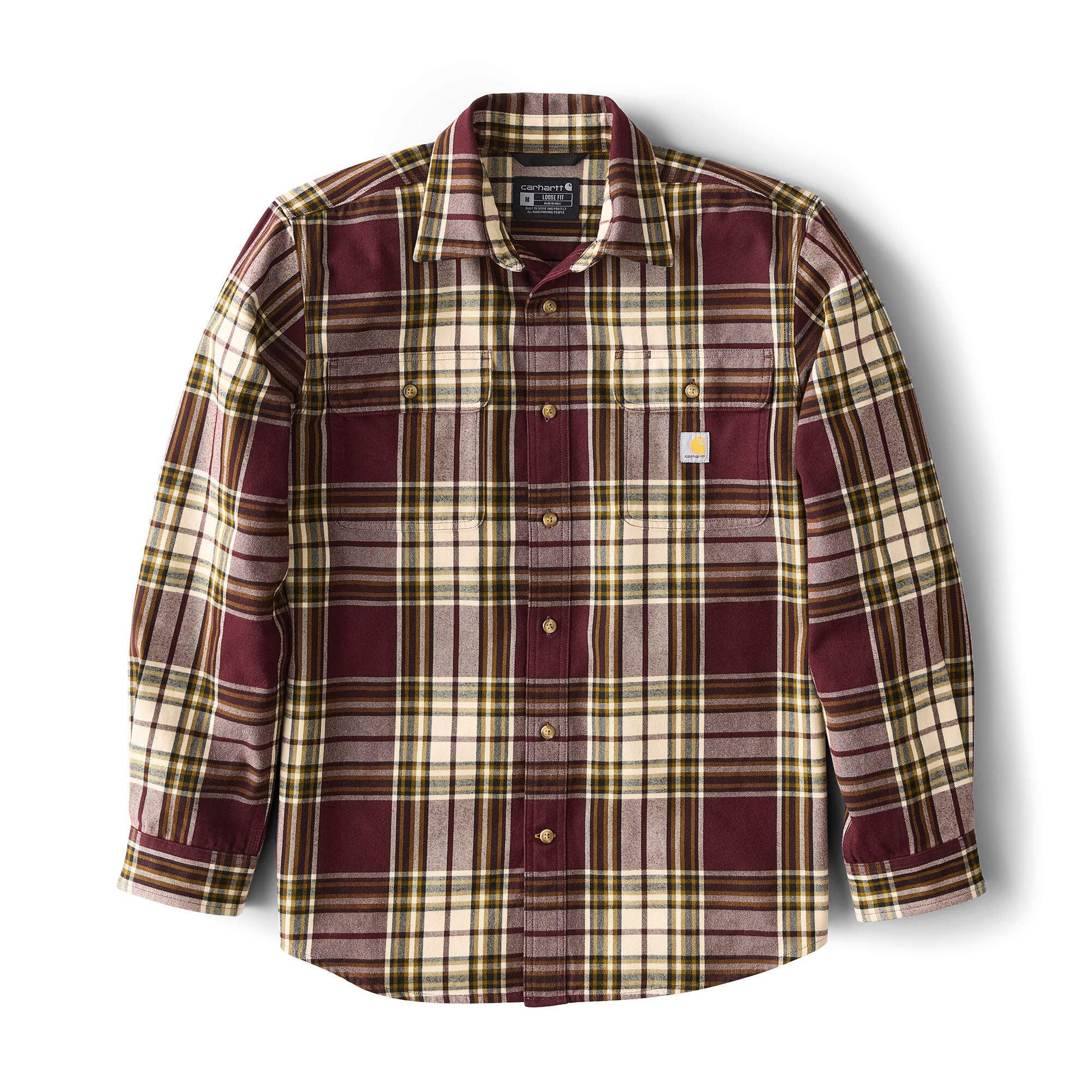 Carhartt Loose Fit Heavyweight Flannel Long-Sleeve Plaid Shirt Men's - Port / S Carhartt Loose Fit Heavyweight Flannel Long-Sleeve Plaid Shirt Men's - Port / S