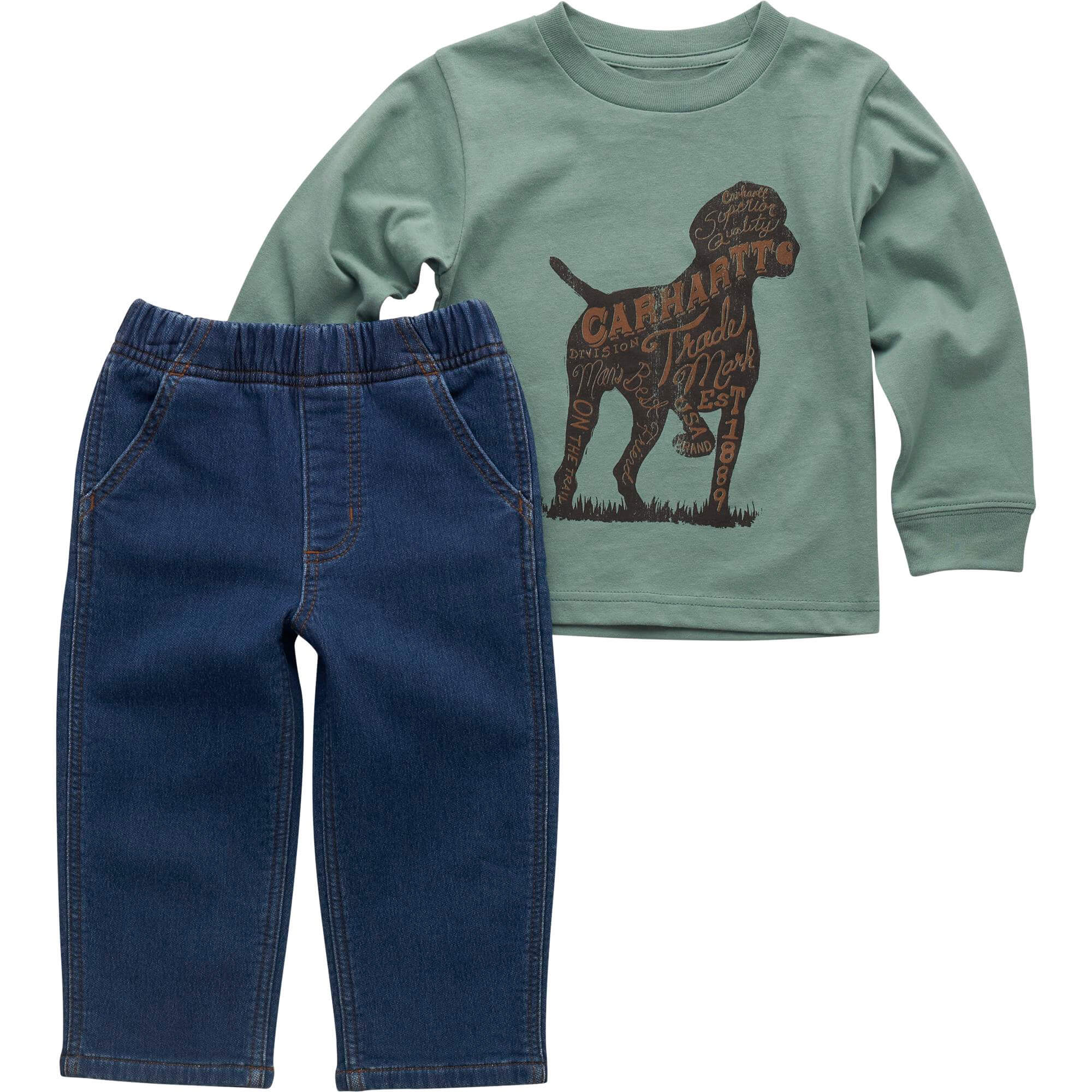 CG8103- Carhartt Infant Long-Sleeve Dog T-Shirt and Denim Pant Set