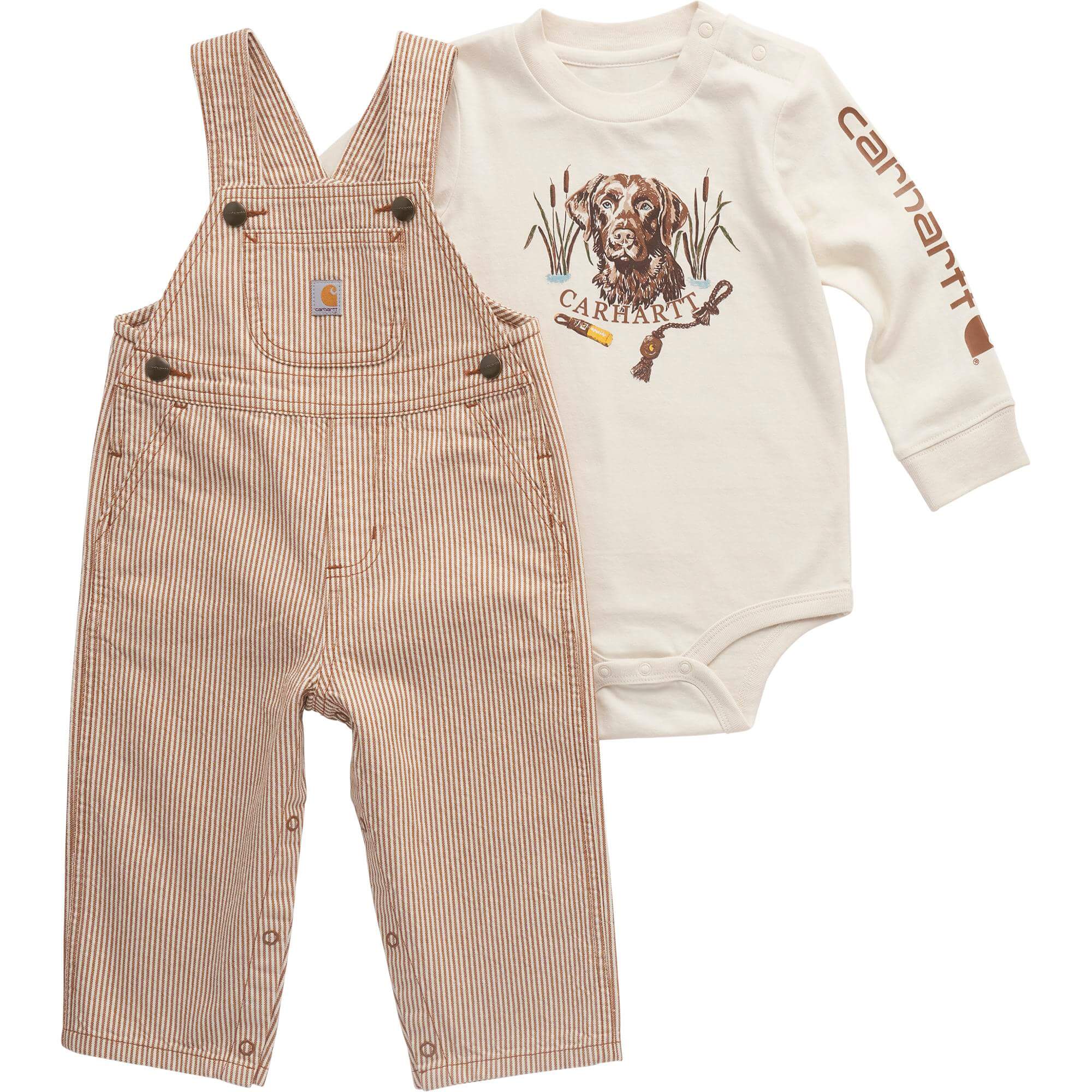 CG8993 - Carhartt Infant Long-Sleeve Bodysuit and Stripe Overall Set