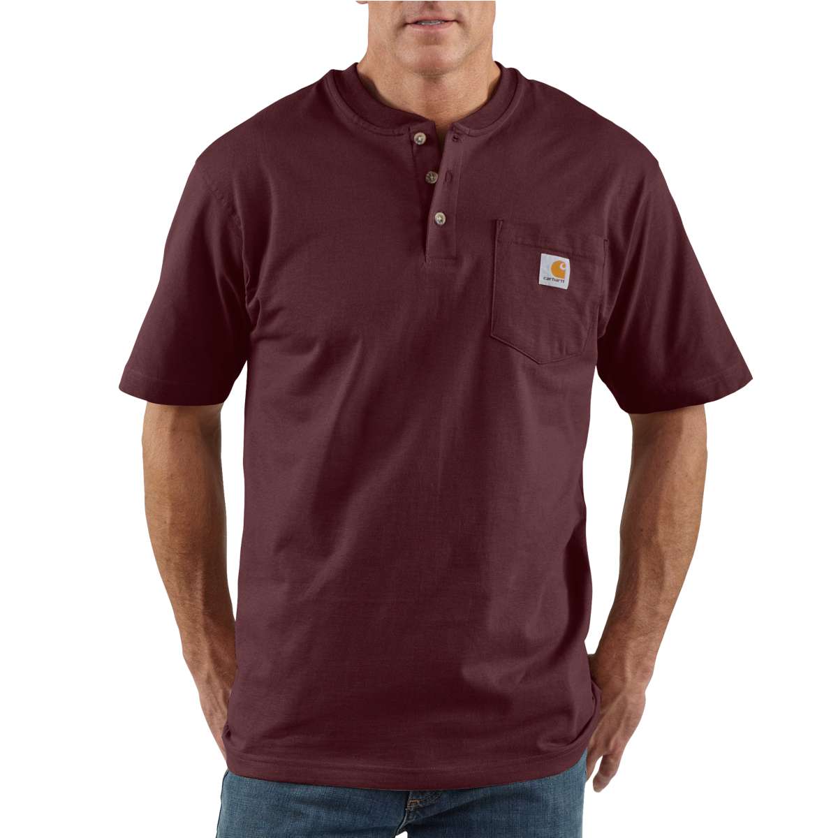 K84 - Carhartt Men's Loose Fit Heavyweight Short-Sleeve Pocket Henley T-Shirt