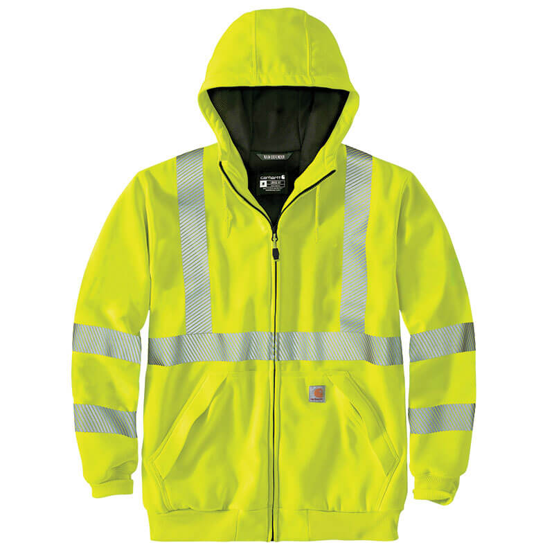 104988 - Carhartt Men's High Visibility Rain Defender Loose Fit Midweight Hooded Class 3 Sweatshirt