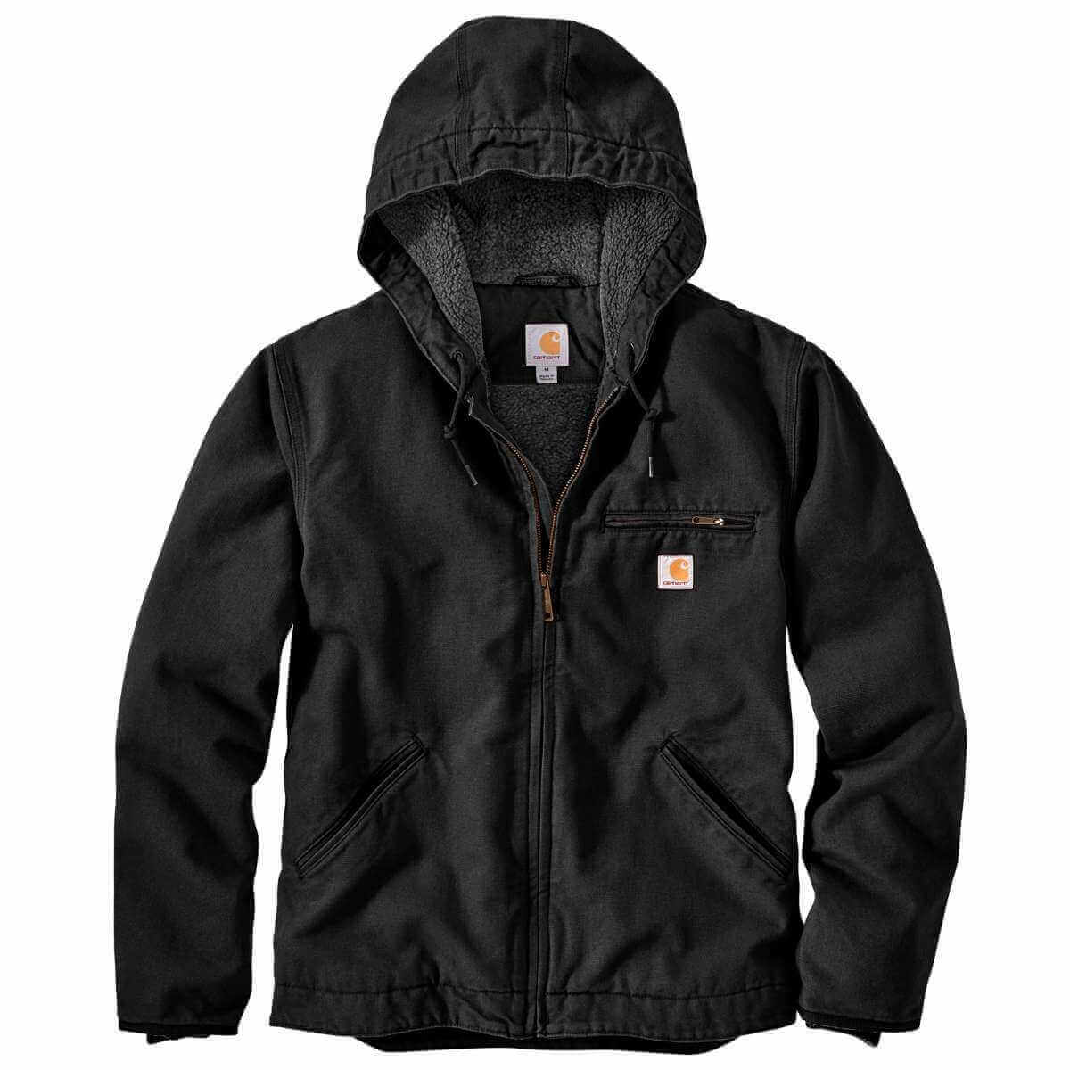 Carhartt Men's Washed Duck Sherpa Lined Jacket BLK Black