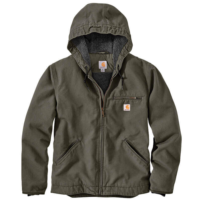 Carhartt Men's Washed Duck Sherpa Lined Jacket MOS Moss