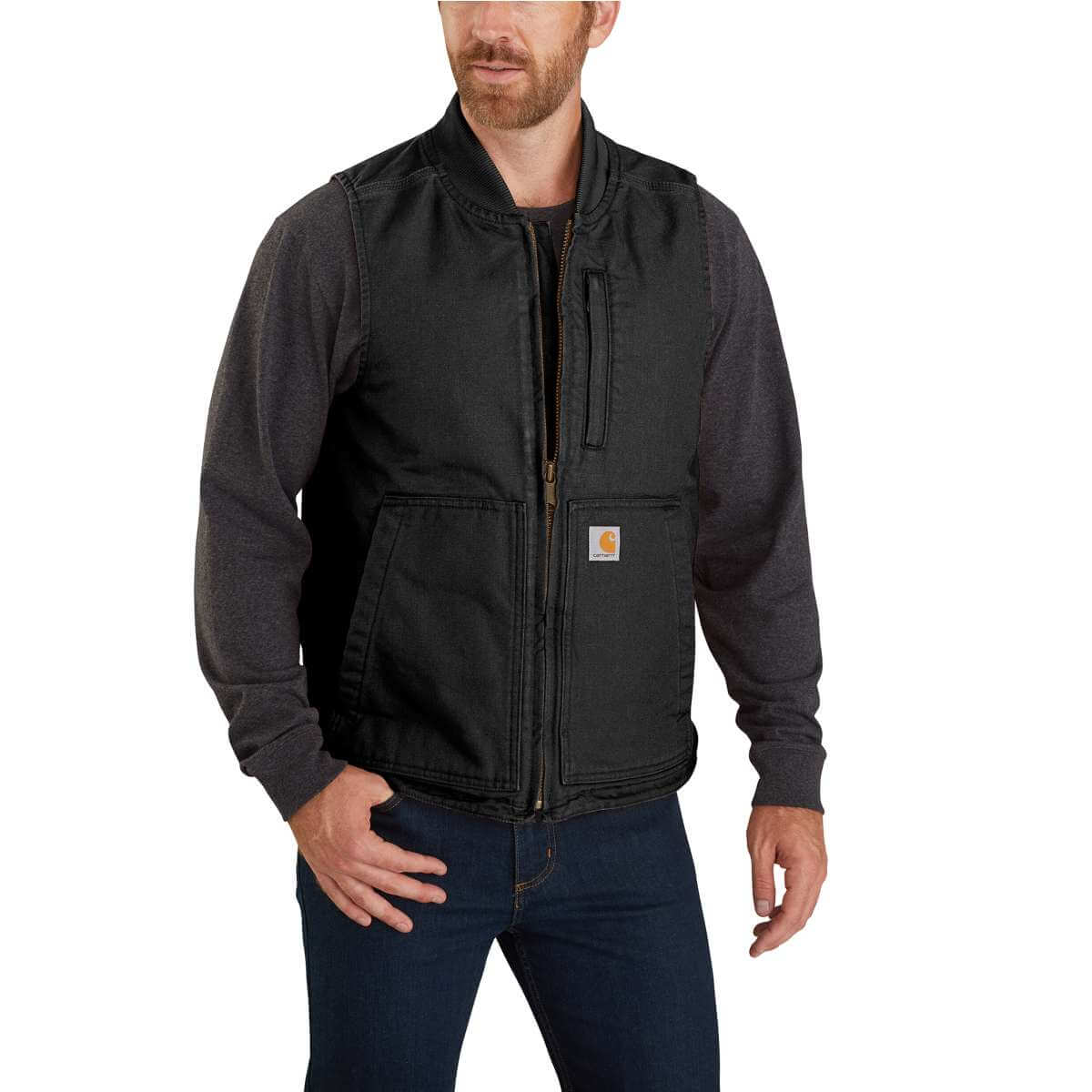 104395 - Carhartt Men's Loose Fit Washed Duck Insulated Rib Collar Vest