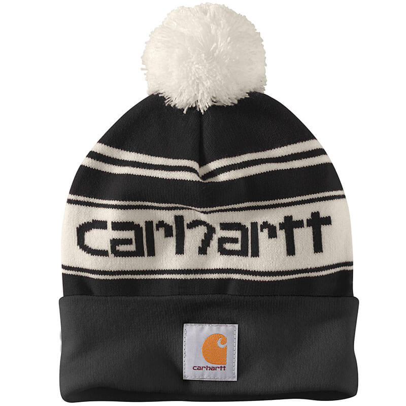 105168 - Carhartt Knit Pom Pom Cuffed Logo Beanie
