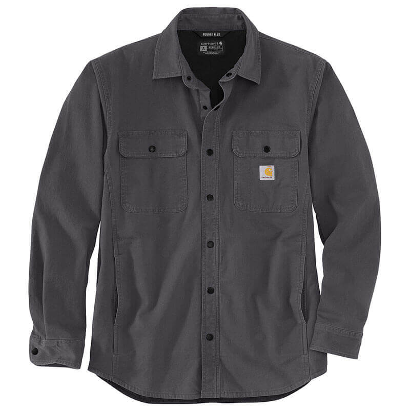 Carhartt Men's Rugged Flex Relaxed Fit Canvas Fleece Lined Shirt Jac 029 Shadow