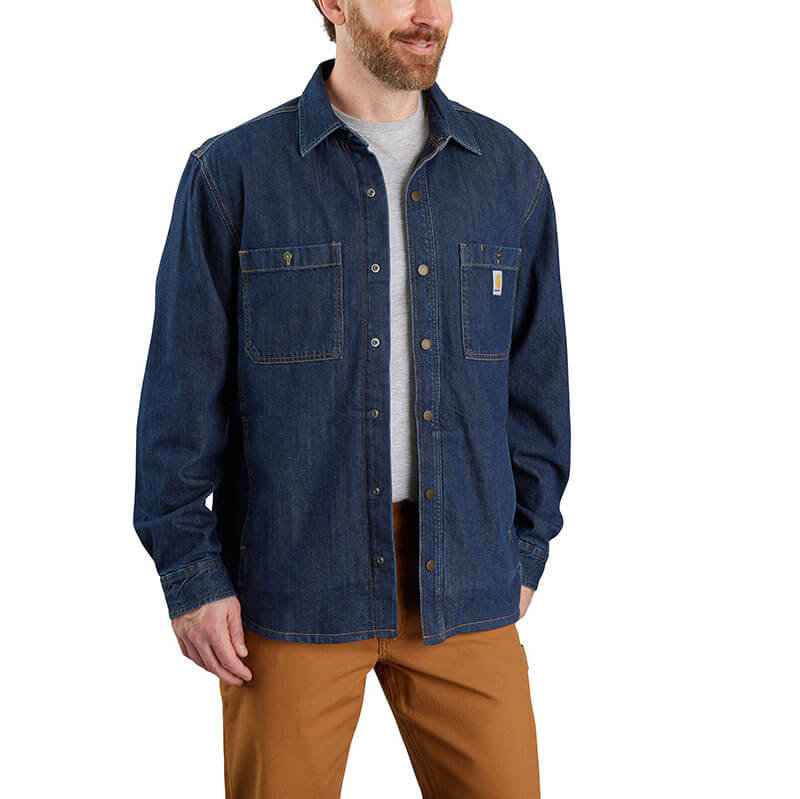 105605 - Carhartt Men's Relaxed Fit Denim Fleece Lined  Snap Front Shirt Jac