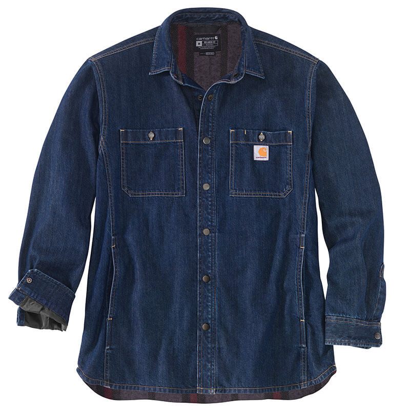 105605 - Carhartt Men's Relaxed Fit Denim Fleece Lined  Snap Front Shirt Jac