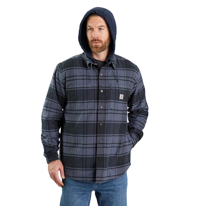 105621 - Carhartt Men's Rugged Flex Relaxed Fit Flannel Fleece Lined Hooded Shirt Jac