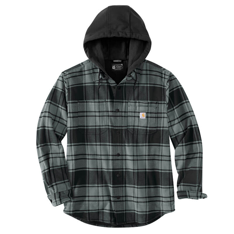 105621 - Carhartt Men's Rugged Flex Relaxed Fit Flannel Fleece Lined Hooded Shirt Jac