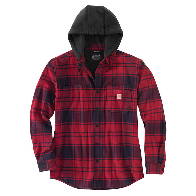 105621 - Carhartt Men's Rugged Flex Relaxed Fit Flannel Fleece Lined Hooded Shirt Jac