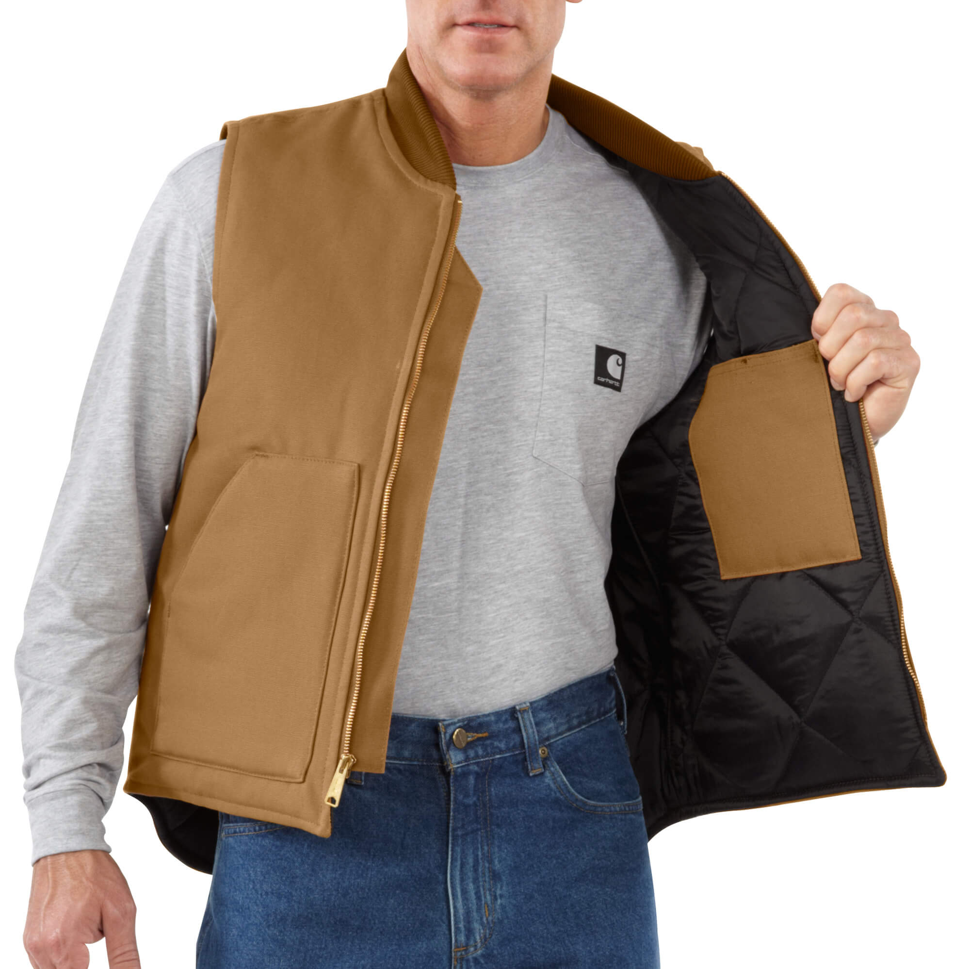 106676 - Carhartt Men's Relaxed Fit Firm Duck Insulated Rib Collar Ves