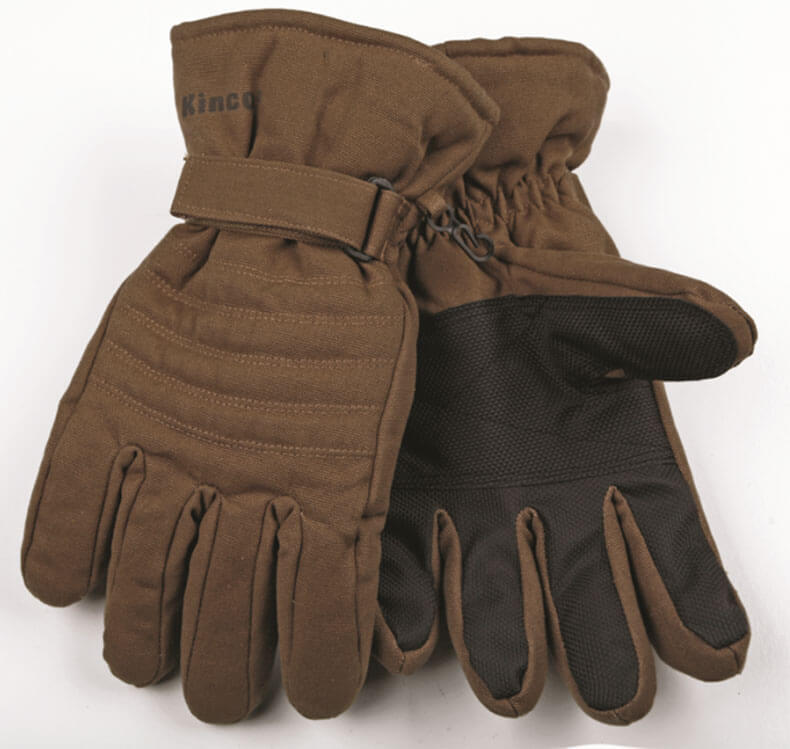 1170 - Kinco Brown Thermal Lined Waterproof Duck Fabric Snow Ski Gloves