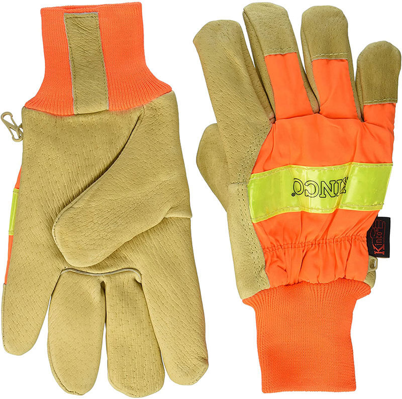 1938 - Kinco High Visibility Lined Pigskin Safety Cuff Gloves
