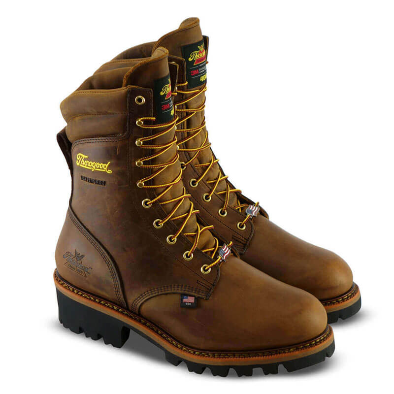 804-3554 - Thorogood Men's 9 Inch Brown Trail Crazy Horse, Insulated, Waterproof, Logger Boot