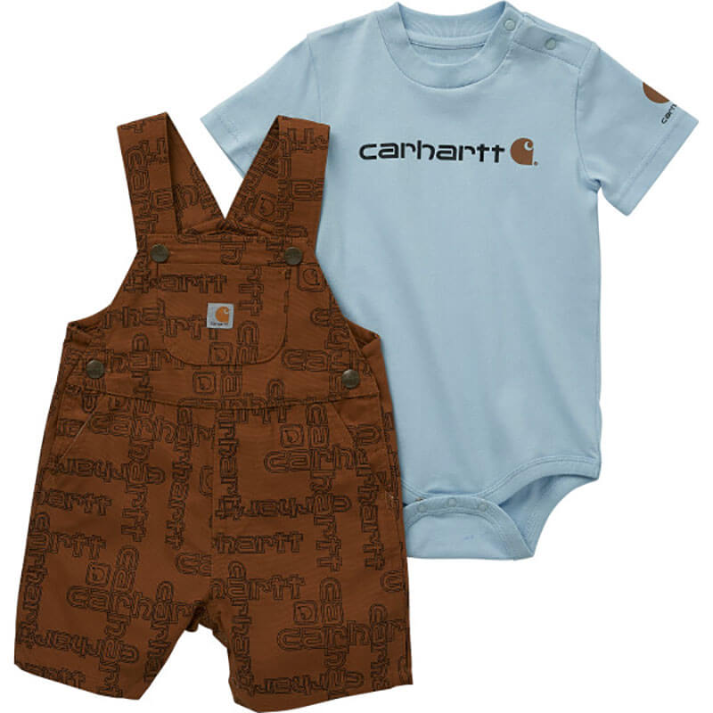 CG8850 - Carhartt Infant Short-Sleeve Bodysuit and Canvas Print Shortall Set