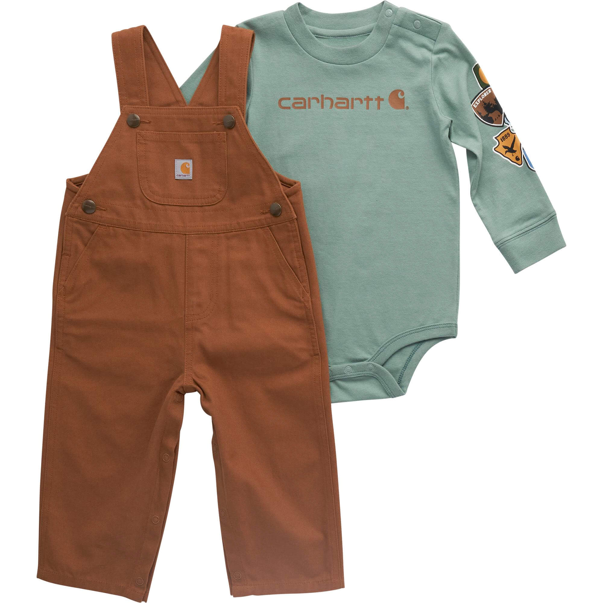 CG8989 - Carhartt Infant Long-Sleeve Bodysuit and Canvas Overall Set