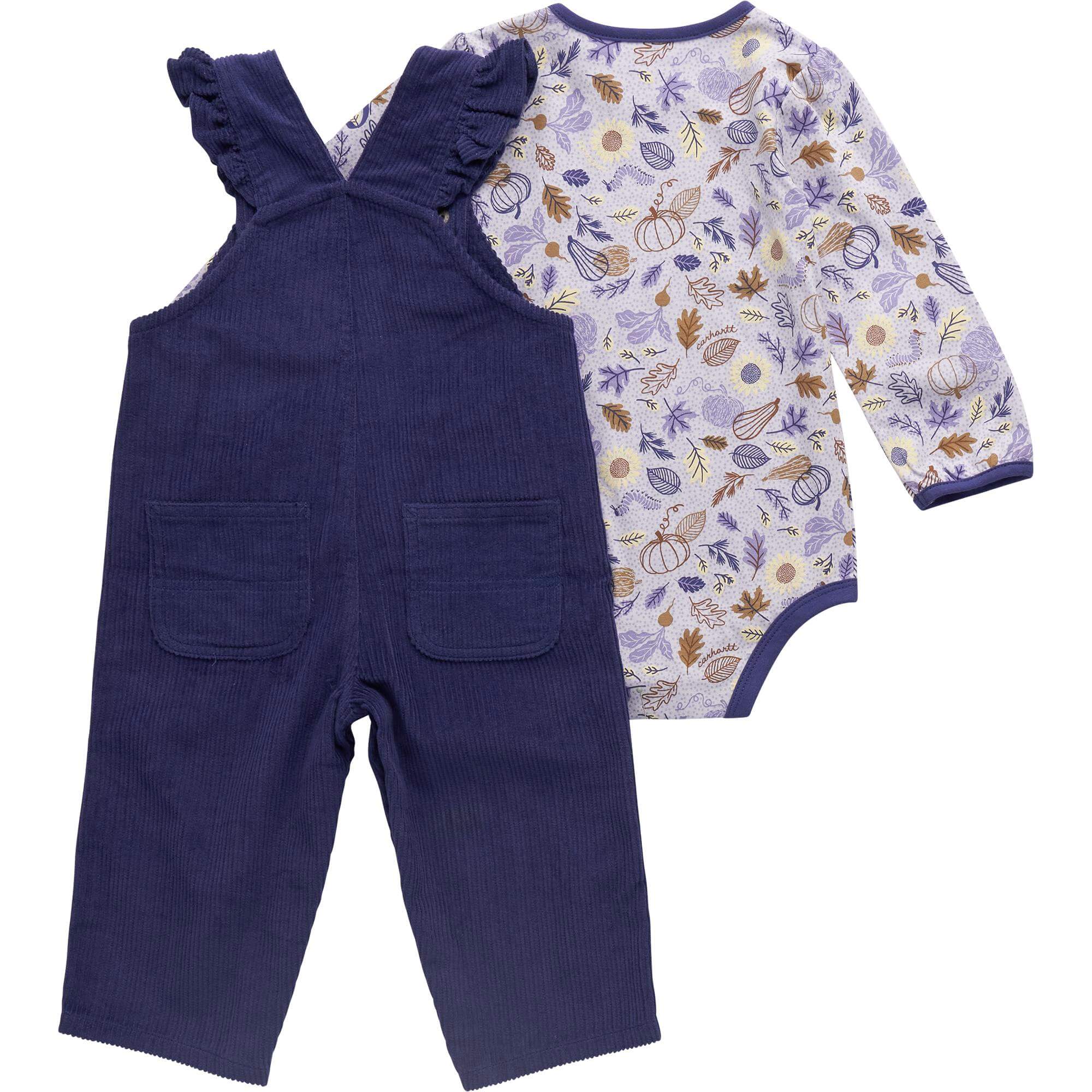 CG9951 - Carhartt Infant Long-Sleeve Bodysuit and Ruffle Trim Corduroy Overall Set