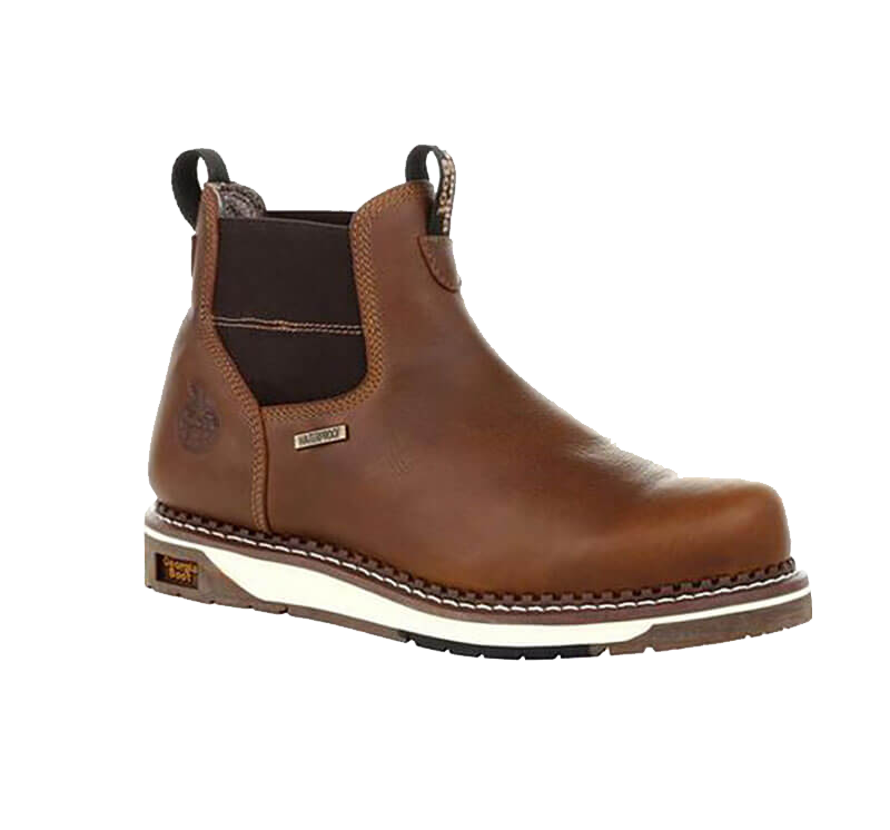 Georgia Boot AMP LT Wedge Waterproof Pull On Brown Work Boots, Size 11, 13