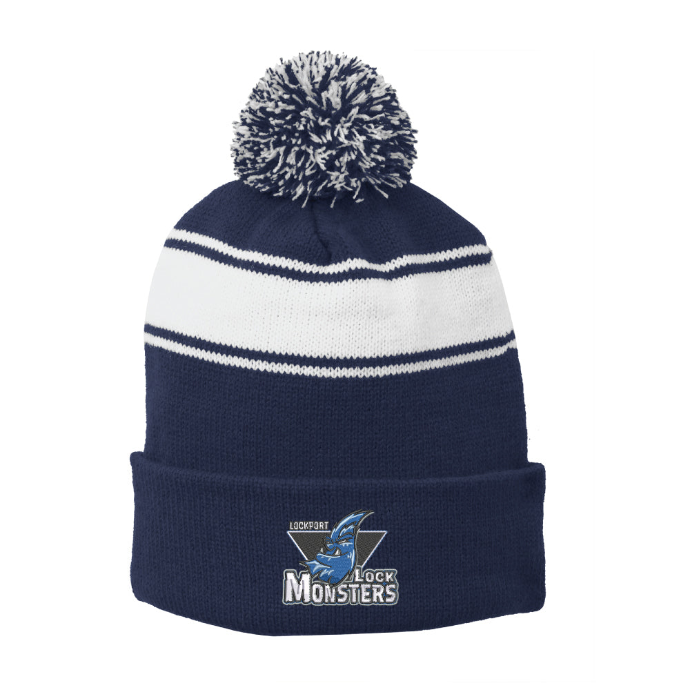 Lockport Lock Monsters - Sport-Tek® Stripe Pom Pom Beanie