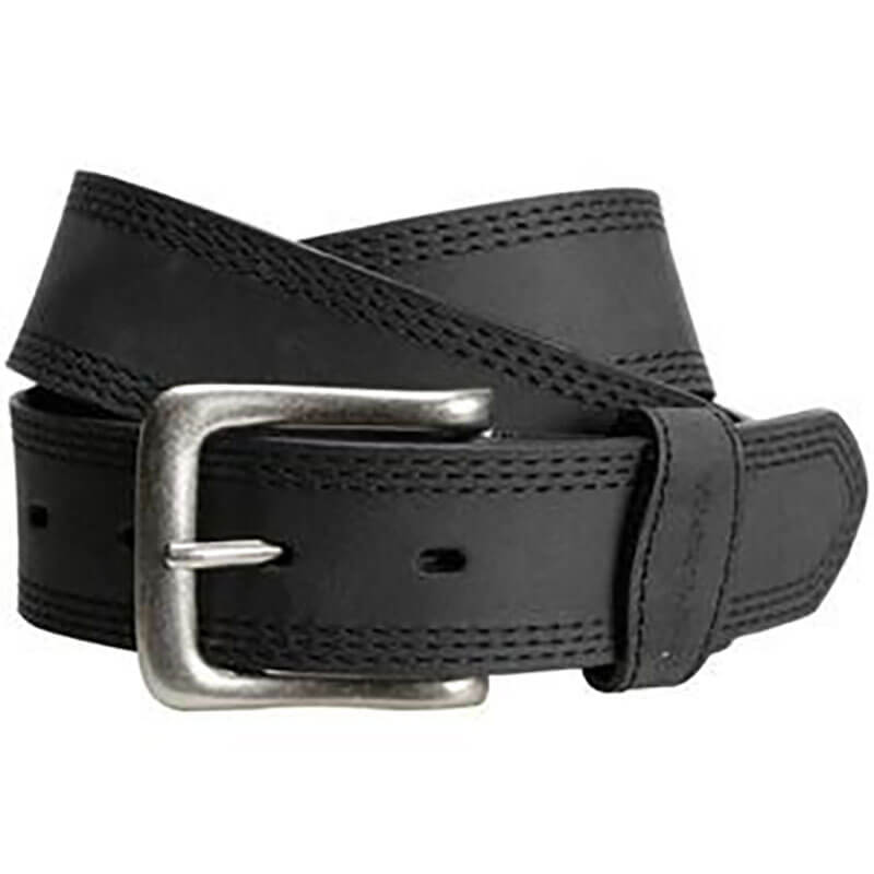 Carhartt Men's Leather Triple Stitch Belt Black With Antique Nickel Finish