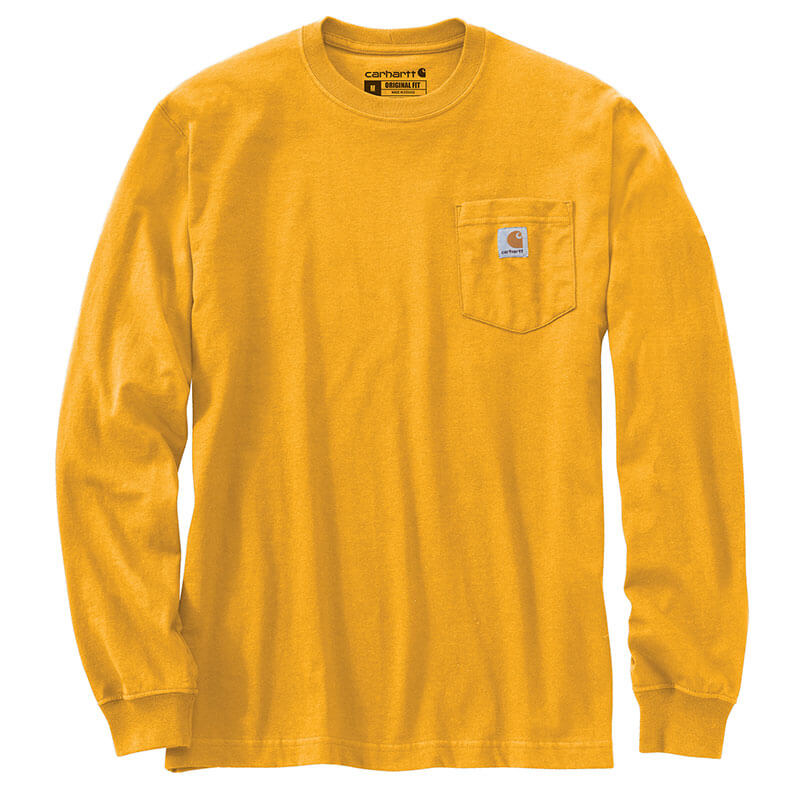 Carhartt Men's Loose Fit Heavyweight Long-Sleeve Pocket T-Shirt Y25 Solar Yellow