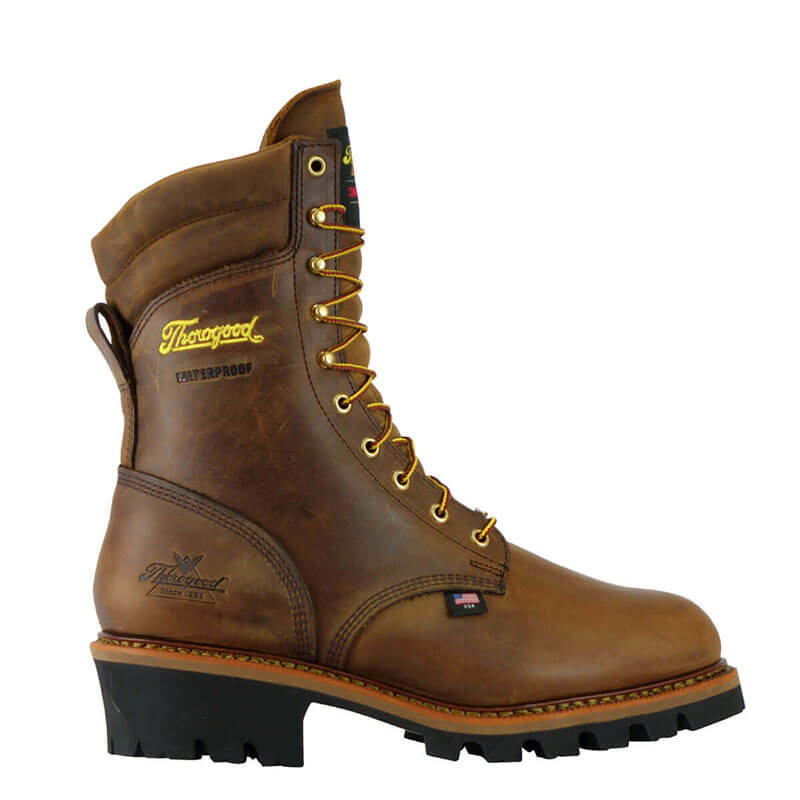 804-3554 - Thorogood Men's 9 Inch Brown Trail Crazy Horse, Insulated, Waterproof, Logger Boot