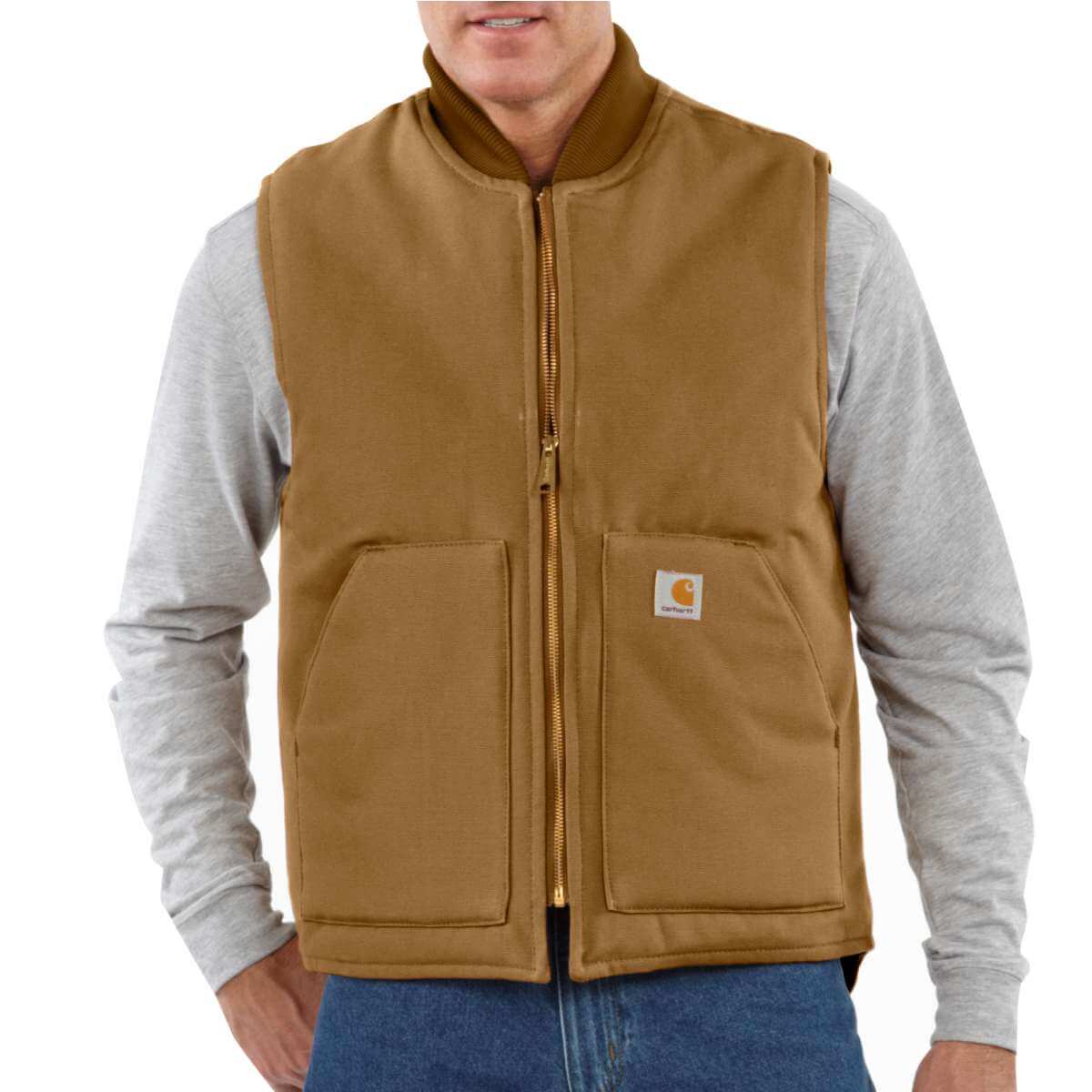 V01 - Carhartt Men's  Firm Duck Insulated Rib Collar Vest